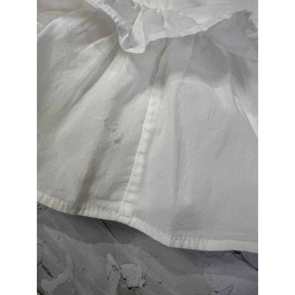 RHODE Ruffle Puff Sleeve Deep V Crop Blouse SIZE XS White Cotton Shirt - Picture 6 of 11